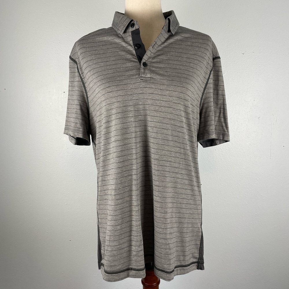 Lululemon Men’s Gray Striped Polo Short Size L